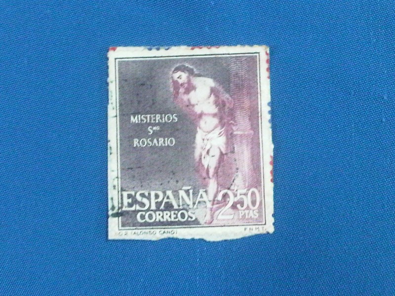Ed:1469-MISTERIOS SMO.ROSARIO-Oleo del Español Alonso Cano (1601/67) Flagelación en el Pilar.