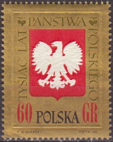 Polonia 1966 Scott 1423 Sello Nuevo Aguila Polaca 1000 Aniversario Polska Poland Polen Pologne