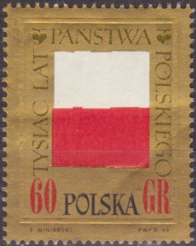 Polonia 1966 Scott 1424 Sello Nuevo Bandera Polaca 1000 Aniversario Polska Poland Polen Pologne