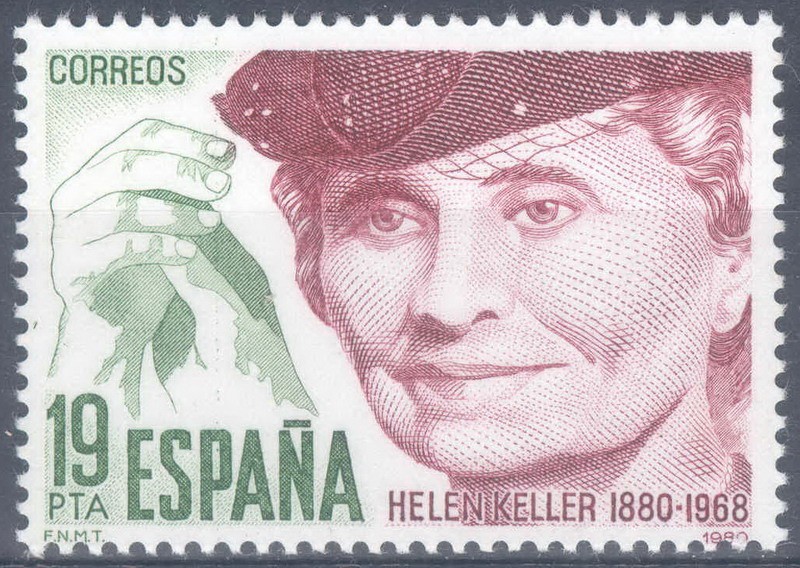 ESPAÑA 1980_2574 Centenario de Helen Keller. Scott 2214