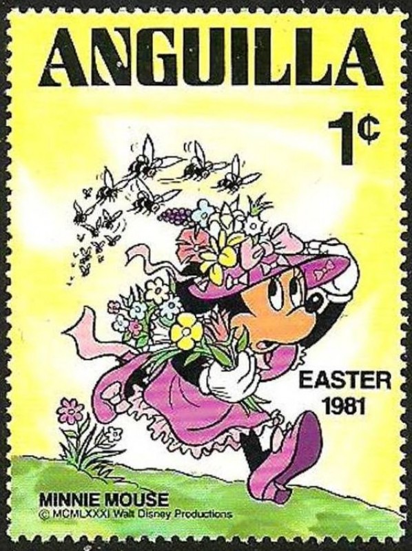 ANGUILLA 1981 Scott 434 Sello ** Walt Disney Easter Minnie Mouse 1c 