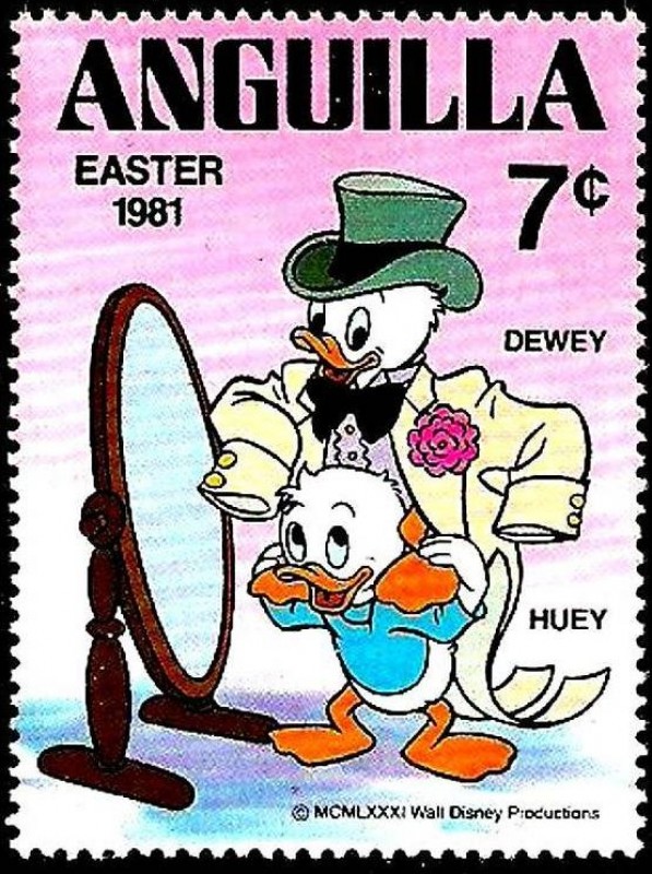 ANGUILLA 1981 Scott 438 Sello ** Walt Disney Easter Sobrinos de Donald Dewey y Huey 7c 
