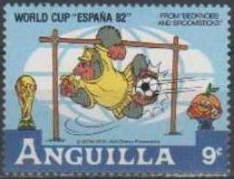 ANGUILLA 1982 Scott 437 Sello ** Walt Disney Campeonato Mundial Futbol España Naranjito y La Bruja N