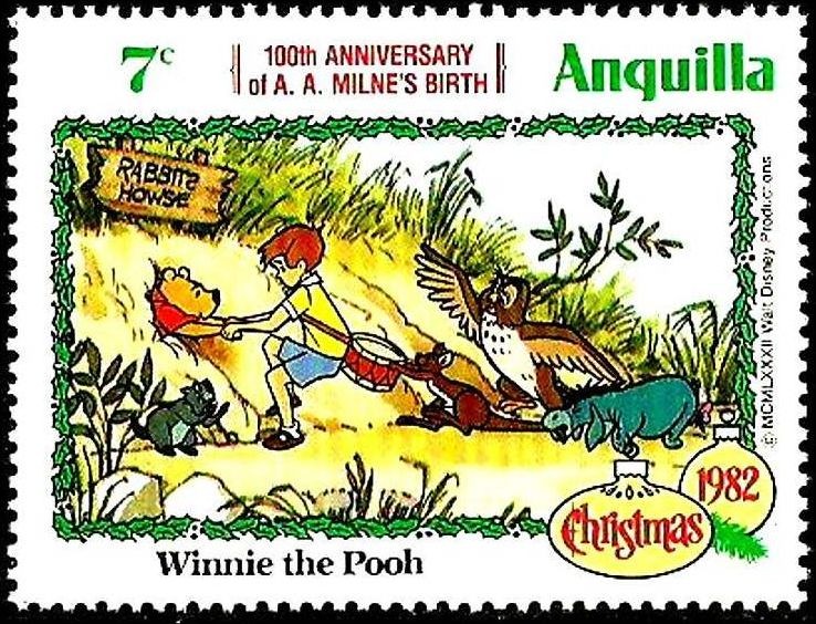 ANGUILLA 1982 Scott 515 Sello ** Walt Disney Navidad Winnie de Pooh 7c 