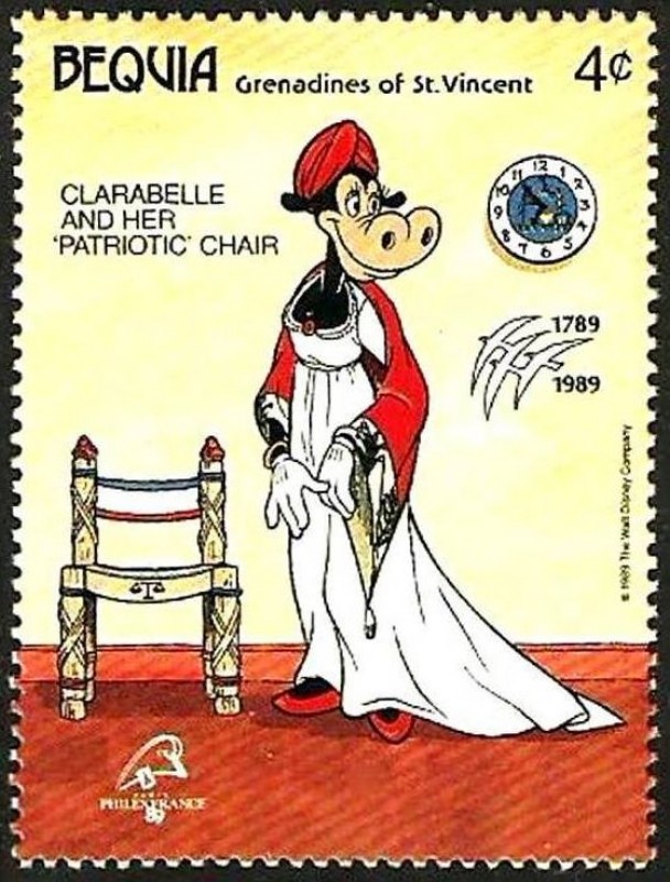 BEQUIA (St.Vincent) 1989 Scott 271 Sello ** Walt Disney Centenario Revolucion Francesa Clarabelle y 