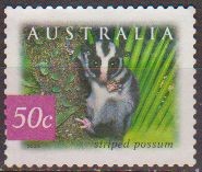 AUSTRALIA 2003 Scott 2161 Sello Fauna Animales Striped Possum usado Michel 2239 