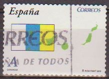 ESPAÑA 2010 4529 Sello Banderas y Mapas Autonomias Islas Canarias usado Espana Spain Espagne Spagna 