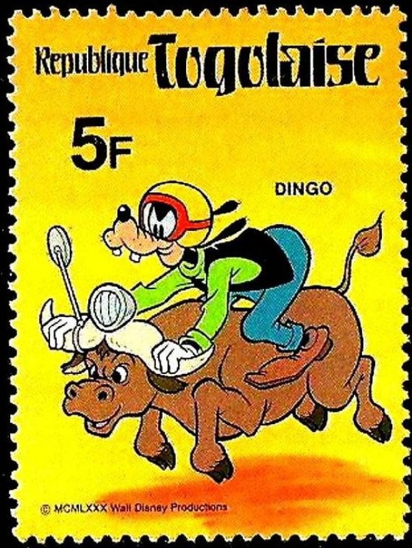 TOGO 1980 Scott 1003 Sello ** Walt Disney Dingo y el bufalo 5F 