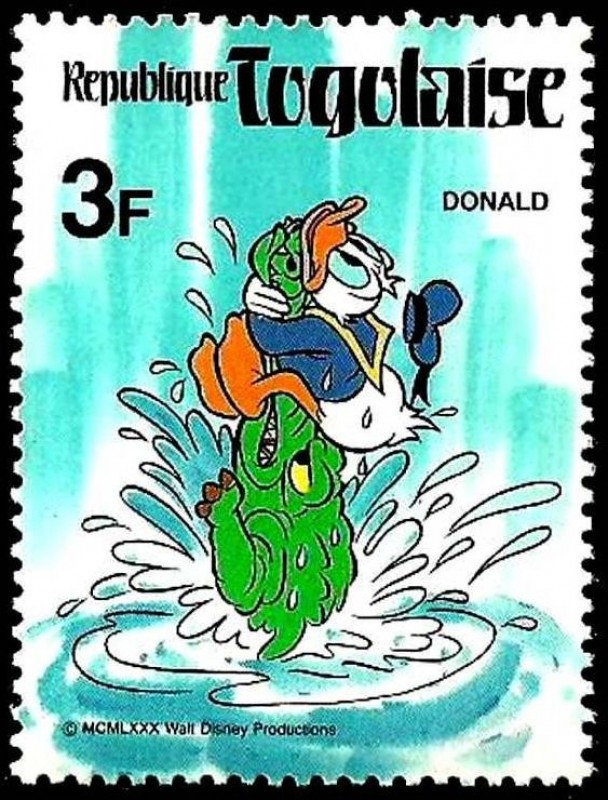 TOGO 1980 Scott 1001 Sello ** Walt Disney Donald y el cocodrilo 3F 