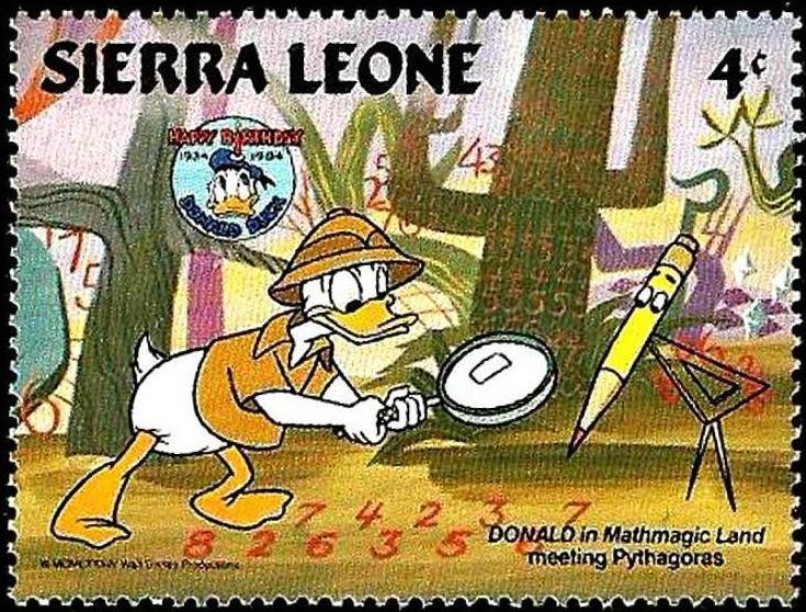 SIERRA LEONE 1984 Scott 660 Sello ** Walt Disney 50 Aniversario de Donald en Mathmagic Land Meeting 