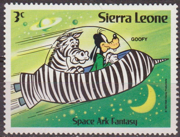 SIERRA LEONE 1983 Scott 603 Sello ** Walt Disney Mickey Mouse Fantasia Espacial Ark Goofy 3c
