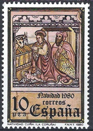 2593 Navidad. Mural gótico de la Iglesia de Sta. Maria de Cuiña, Onza de los Rios, La Coruña.