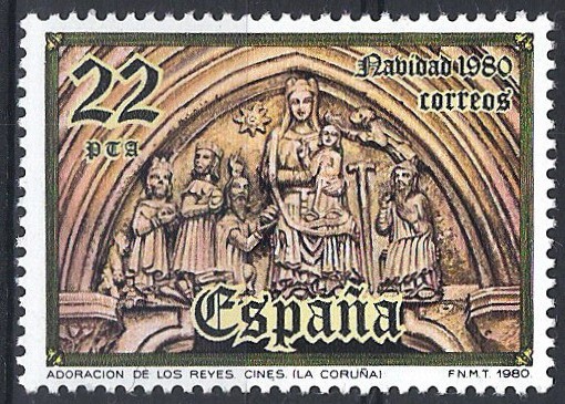 2594 Navidad. Pórtico de la Iglesia de Cinis, Onza de los Rios, La Coruña.