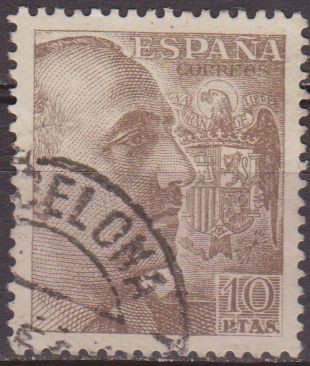 ESPAÑA 1940 935 Sello General Franco 10pts Usado Espana Spain Espagne Spagna Spanje Spanien 