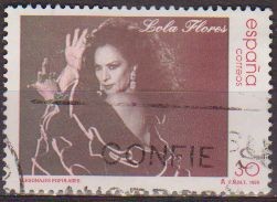 ESPAÑA 1996 3443 Sello Personajes Populares Lola Flores usado Espana Spain Espagne Spagna Spanje Spa
