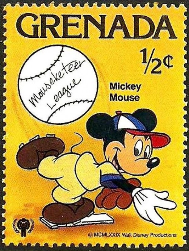Grenada 1979 Scott 950 Sello ** Walt Disney Deportes Mickey Mouse Beisbol 1/2c 