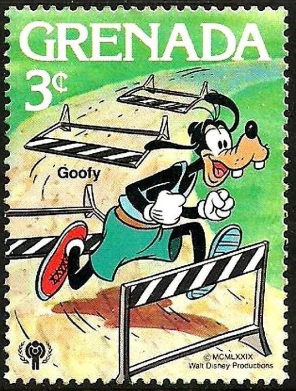 Grenada 1979 Scott 953 Sello ** Walt Disney Deportes Goofy Carrera Obstaculos 3c 