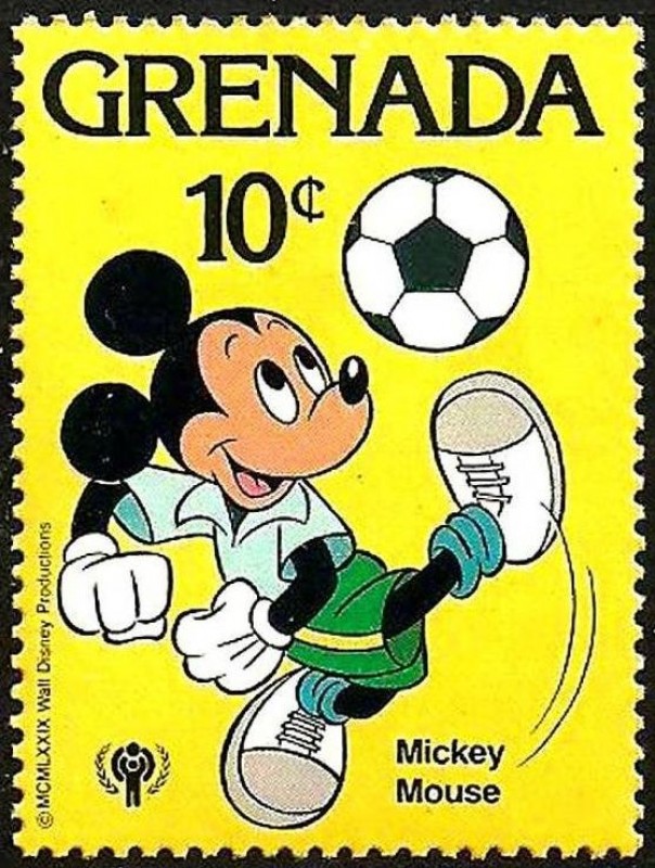 Grenada 1979 Scott 956 Sello ** Walt Disney Deportes Mickey Mouse Futbol 10c 