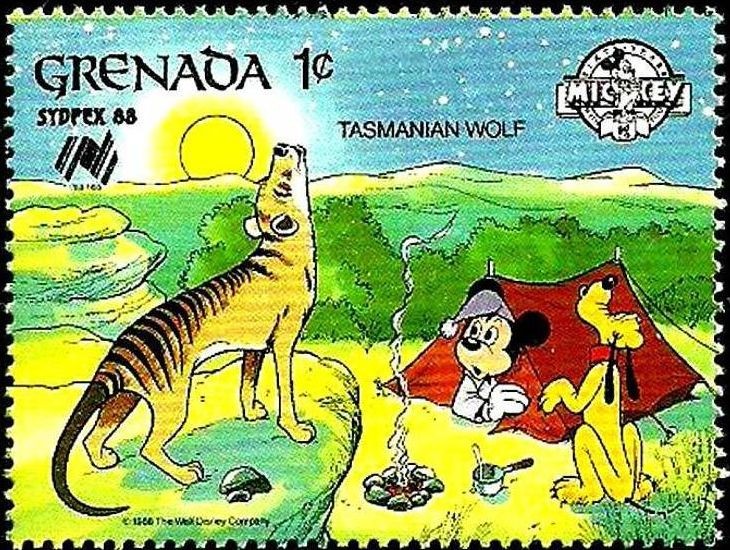 Granada 1988 Scott 1638 Sello ** Walt Disney SYDPEX Australia Camping Mickey y Pluto con Perro de Ta