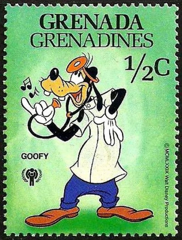 Grenada Grenadines 1979 Scott 350 Sello ** Disney Año del Niño Mickey Goofy Medico 1/2c