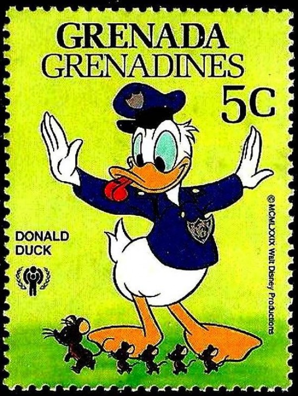 Grenada Grenadines 1979 Scott 355 Sello ** Disney Año del Niño Donald Guardia Trafico 5c
