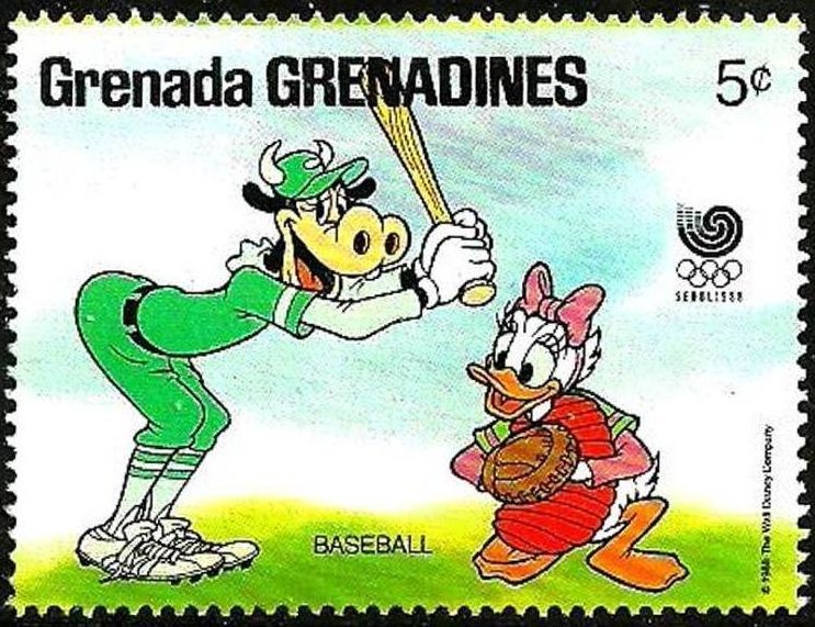 Grenada Grenadines 1988 Scott 943 Sello ** Walt Disney Juegos Olimpicos Corea Seul Clarabella Daisy