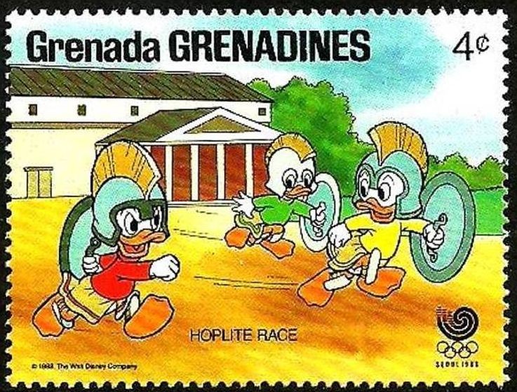 Grenada Grenadines 1988 Scott 942 Sello ** Walt Disney Juegos Olimpicos Corea Seul Sobrinos Donald