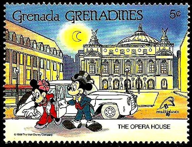 Grenada Grenadines 1989 Scott 1061 Sello ** Walt Disney Opera House Paris Mickey y Minnie 5c