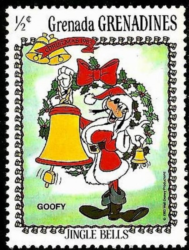 Grenada Grenadines 1983 Scott 560 Sello ** Walt Disney Navidad Jingle Bells Goofy 1/2c