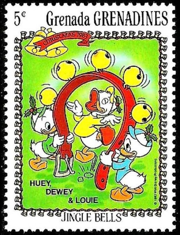 Grenada Grenadines 1983 Scott 565 Sello ** Walt Disney Navidad Jingle Bells Sobrinos Donald Huey, De