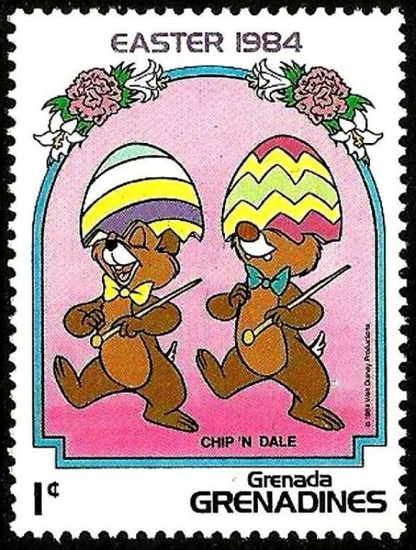 Grenada Grenadines 1984 Scott 581 Sello ** Walt Disney Easter Chip y Chop 1c