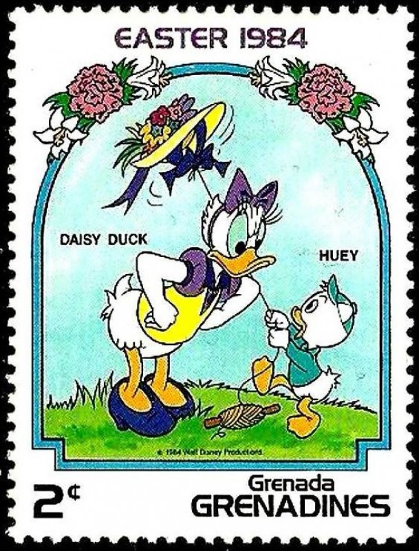 Grenada Grenadines 1984 Scott 582 Sello ** Walt Disney Easter Daisy y Huey 2c