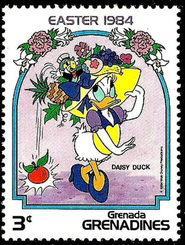 Grenada Grenadines 1984 Scott 583 Sello ** Walt Disney Easter Daisy y Pepito Grillo 3c
