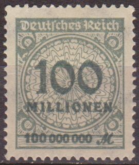 Deutsches Reich 1923 Scott 290 Sello * Numeros Cifras 100 Millones Alemania Allemagne Duitsland Germ