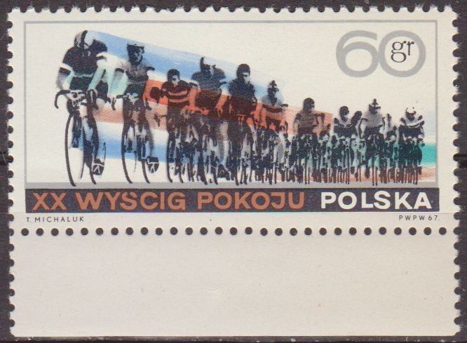 Polonia 1967 Scott 1501 Sello ** Carrera Ciclista Varsovia Berlin Praga