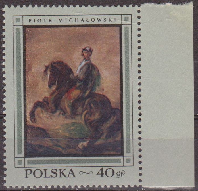 Polonia 1968 Scott 1602 Sello Nuevo Pinturas Caballero a Caballo de Piotr Michalowski Polska Poland 