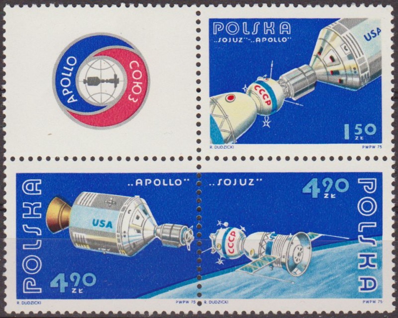 Polonia 1975 Scott 2105-7 Sellos * mas viñeta Espacio Proyecto Ruso Americano Apollo Soyuz Polska