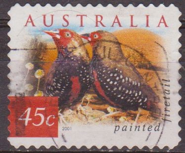 AUSTRALIA 2001 Scott 1993 Sello Fauna Aves Pinzon Painted Firetail usado