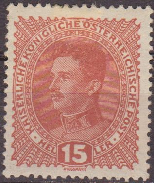 AUSTRIA 1917 Scott 168 Sello * Emperador Karl I c/charnela 15h Osterreich Autriche 