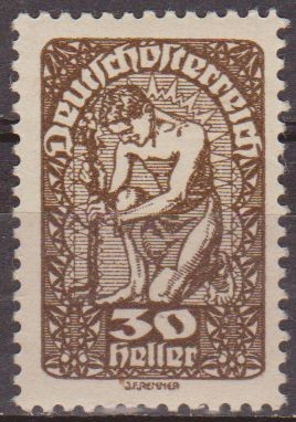 AUSTRIA 1919 Scott 211 Sello ** Alegoría de la Nueva Republica 30h Osterreich Autriche 