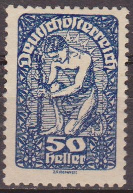 AUSTRIA 1919 Scott 215 Sello ** Alegoría de la Nueva Republica 50h Osterreich Autriche 