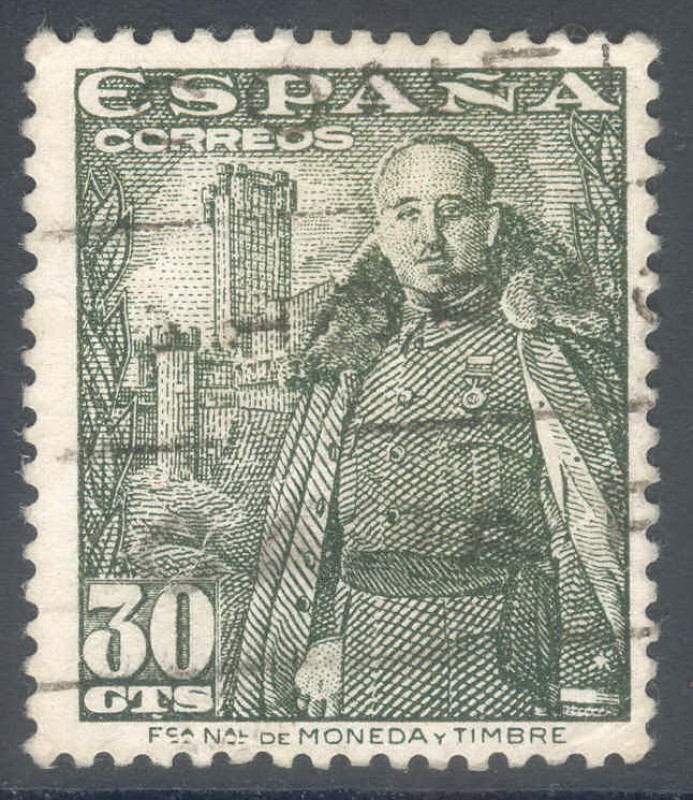 ESPAÑA 1948-54_1025 General Franco y castillo de la Mota.