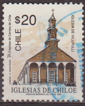 CHILE 1993 Scott 1053 Sello Iglesias de Chiloe Vilupulli usado 20$ 