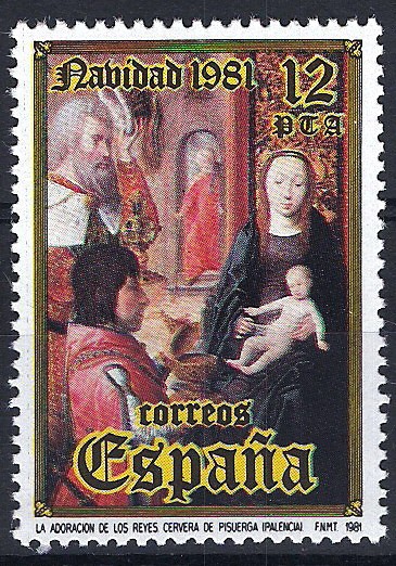 2633 Navidad 1981. La Adoración de los Reyes, de Juan de Flandes.