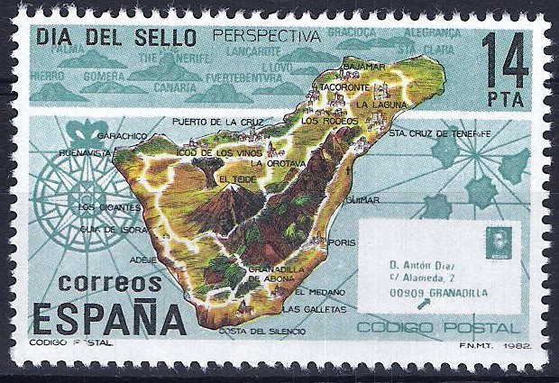 2668 Día del sello. Isla de Tenerife y Código postal.