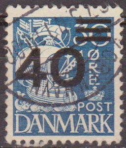 Dinamarca 1942 Scott 272 Sello Barco Carabela sobrecargado  40 sobre 30 º Denmark Danemark 