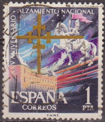ESPAÑA 1961 1355 Sello XXV Aniv. del Alzamiento Nacional Alcazar de Toledo 1p º Espana Spain Espagne