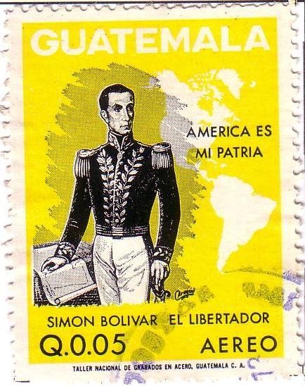 Simon Bolívar y mapa de las Américas