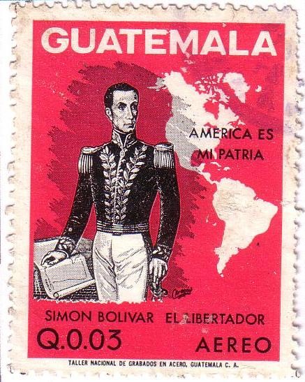 Simon Bolívar y mapa de las Américas