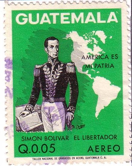 Simon Bolívar y mapa de las Américas
